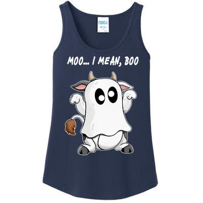 Ghost Cow Moo I Mean Bo Funny Halloween Ladies Essential Tank