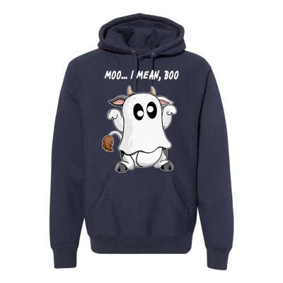 Ghost Cow Moo I Mean Bo Funny Halloween Premium Hoodie