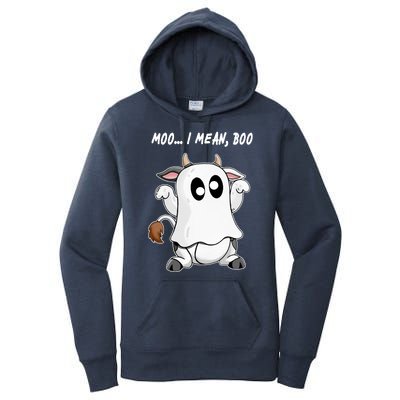 Ghost Cow Moo I Mean Bo Funny Halloween Women's Pullover Hoodie