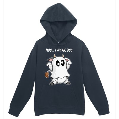 Ghost Cow Moo I Mean Bo Funny Halloween Urban Pullover Hoodie