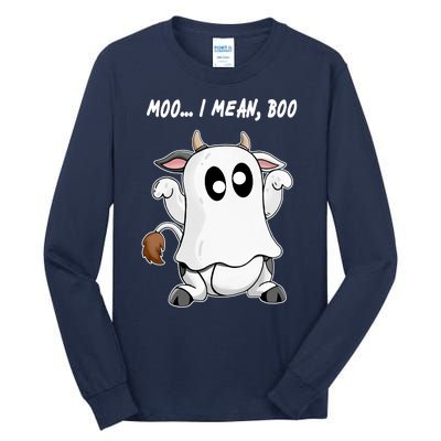 Ghost Cow Moo I Mean Bo Funny Halloween Tall Long Sleeve T-Shirt