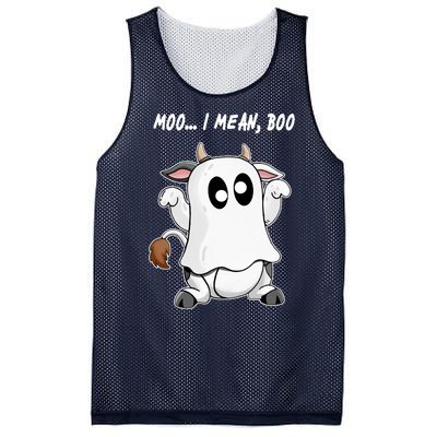 Ghost Cow Moo I Mean Bo Funny Halloween Mesh Reversible Basketball Jersey Tank