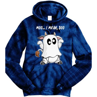 Ghost Cow Moo I Mean Bo Funny Halloween Tie Dye Hoodie