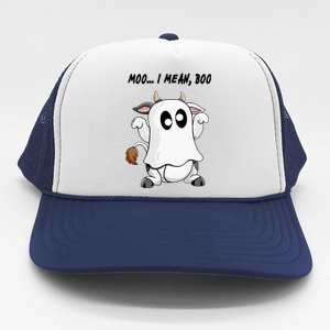 Ghost Cow Moo I Mean Bo Funny Halloween Trucker Hat