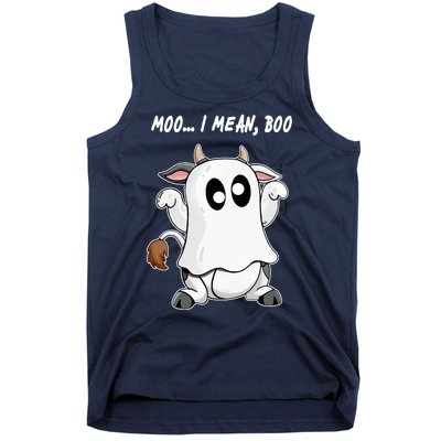 Ghost Cow Moo I Mean Bo Funny Halloween Tank Top