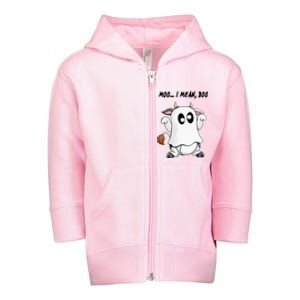 Ghost Cow Moo I Mean Bo Funny Halloween Toddler Zip Fleece Hoodie