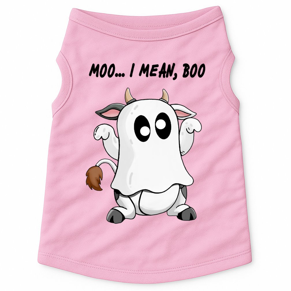 Ghost Cow Moo I Mean Bo Funny Halloween Doggie Tank