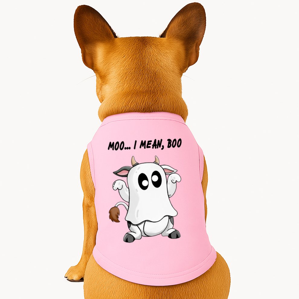 Ghost Cow Moo I Mean Bo Funny Halloween Doggie Tank