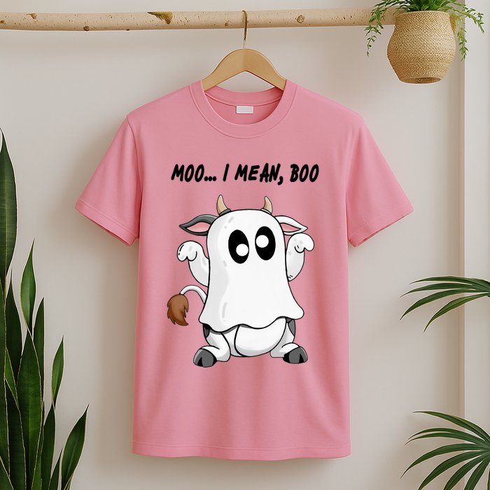 Ghost Cow Moo I Mean Bo Funny Halloween T-Shirt