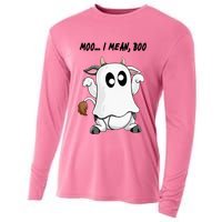 Ghost Cow Moo I Mean Bo Funny Halloween Cooling Performance Long Sleeve Crew