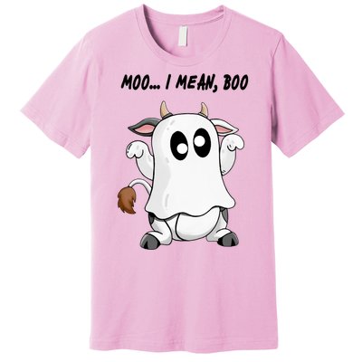 Ghost Cow Moo I Mean Bo Funny Halloween Premium T-Shirt