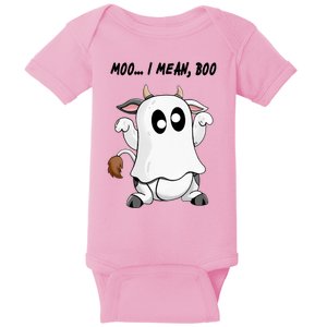 Ghost Cow Moo I Mean Bo Funny Halloween Baby Bodysuit