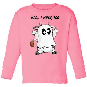 Ghost Cow Moo I Mean Bo Funny Halloween Toddler Long Sleeve Shirt