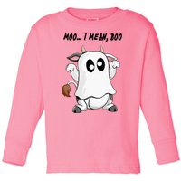 Ghost Cow Moo I Mean Bo Funny Halloween Toddler Long Sleeve Shirt