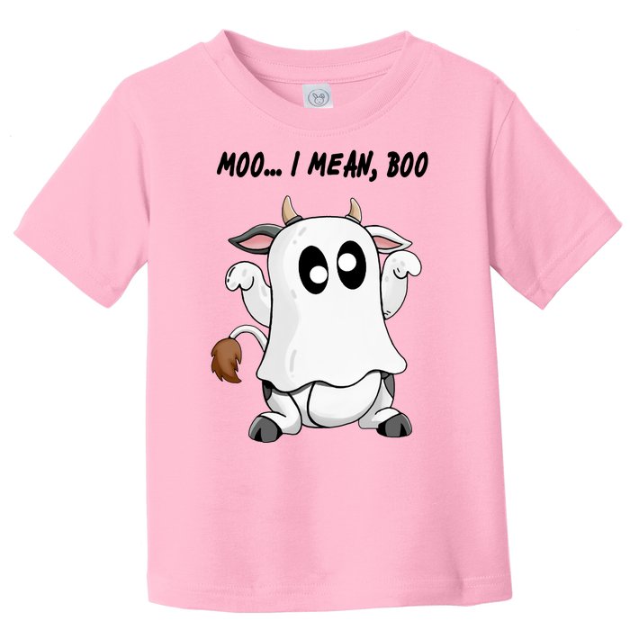 Ghost Cow Moo I Mean Bo Funny Halloween Toddler T-Shirt