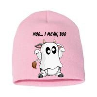 Ghost Cow Moo I Mean Bo Funny Halloween Short Acrylic Beanie
