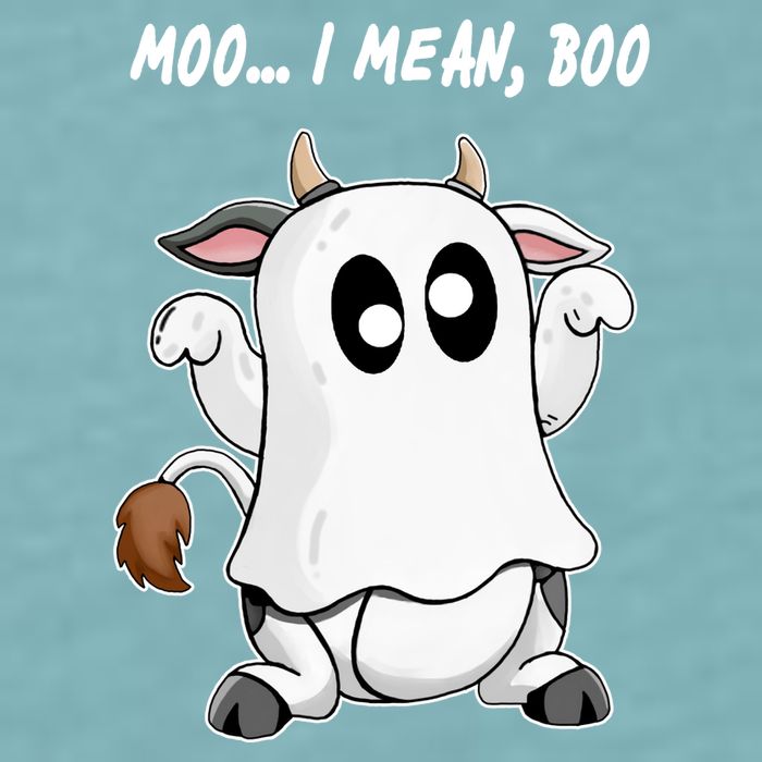 Ghost Cow Moo I Mean Bo Funny Halloween Sueded Cloud Jersey T-Shirt