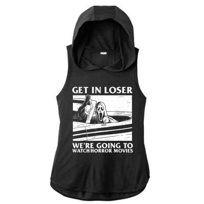 Ghost Face Let's Watch Scary Halloween Horror Movie Ladies PosiCharge Tri-Blend Wicking Draft Hoodie Tank