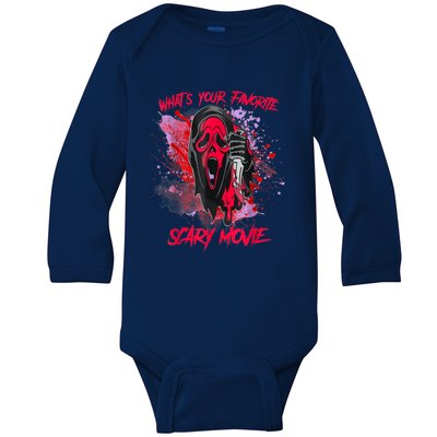 Ghostface Halloween What's Your Favorite Scary Movie Baby Long Sleeve Bodysuit