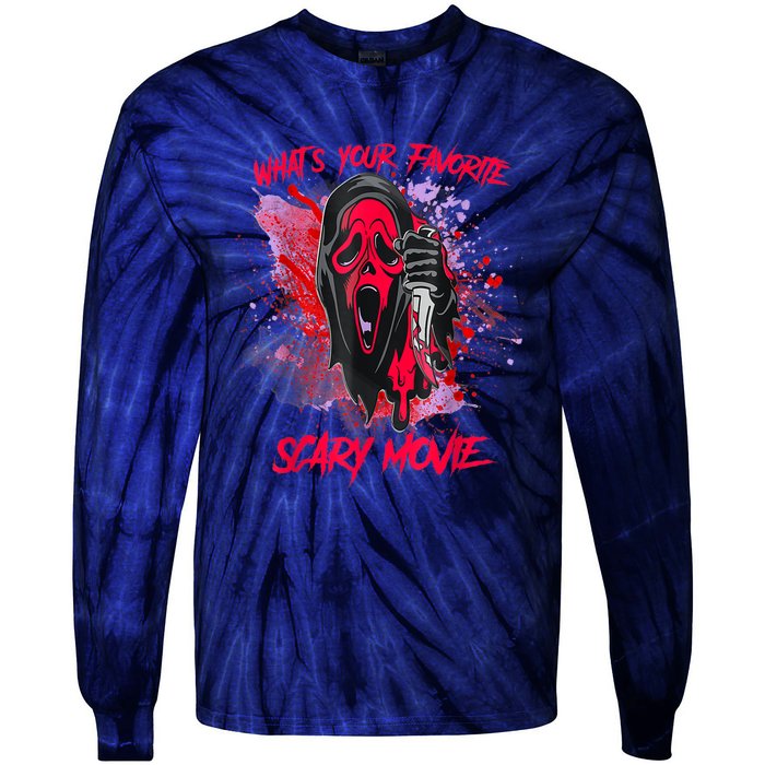 Ghostface Halloween What's Your Favorite Scary Movie Tie-Dye Long Sleeve Shirt