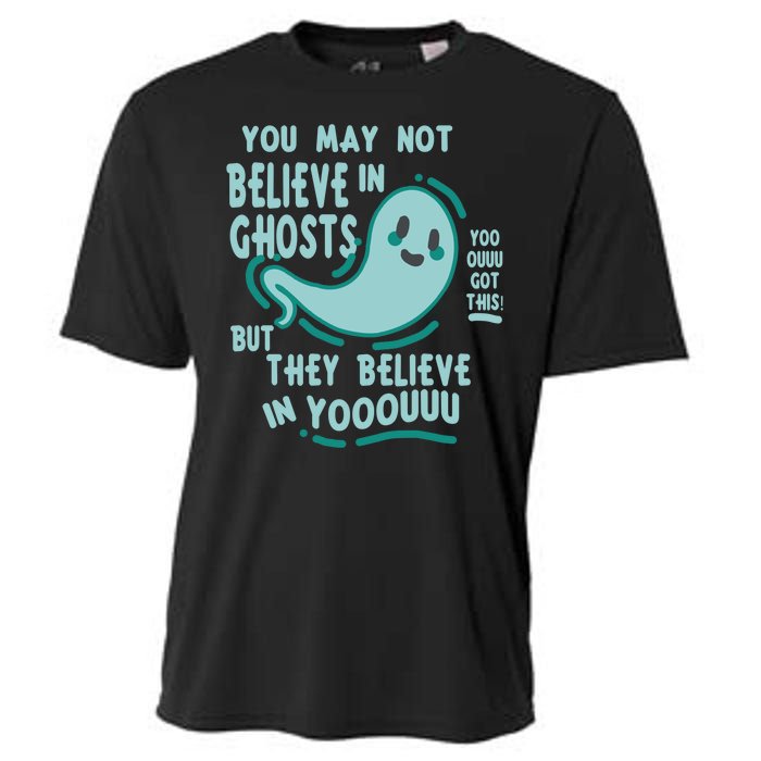 Ghosts Believe In You Funny Halloween Cooling Performance Crew T-Shirt