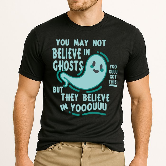 Ghosts Believe In You Funny Halloween Cooling Performance Crew T-Shirt