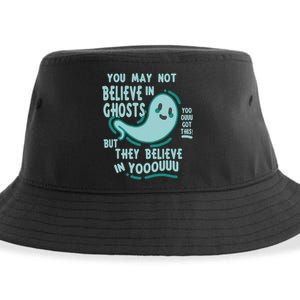 Ghosts Believe In You Funny Halloween Sustainable Bucket Hat