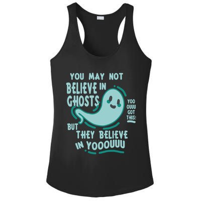 Ghosts Believe In You Funny Halloween Ladies PosiCharge Competitor Racerback Tank