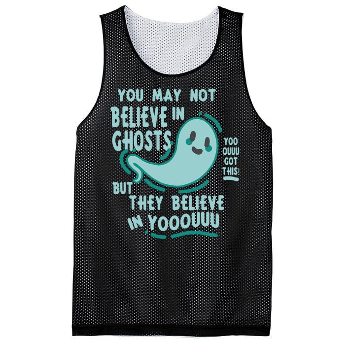 Ghosts Believe In You Funny Halloween Mesh Reversible Basketball Jersey Tank