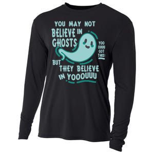 Ghosts Believe In You Funny Halloween Cooling Performance Long Sleeve Crew