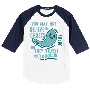 Ghosts Believe In You Funny Halloween Baseball Sleeve Shirt