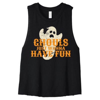 Ghouls Just Wanna Have Fun Women's Racerback Cropped Tank