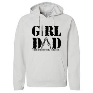 GirlDad Her Protector Forever Funny Father of daughter Performance Fleece Hoodie