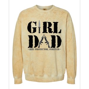 GirlDad Her Protector Forever Funny Father of daughter Colorblast Crewneck Sweatshirt