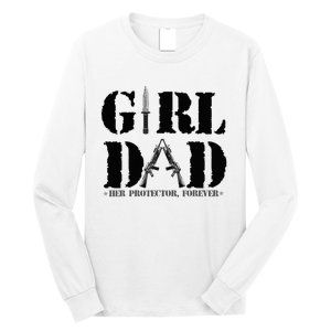 GirlDad Her Protector Forever Funny Father of daughter Long Sleeve Shirt