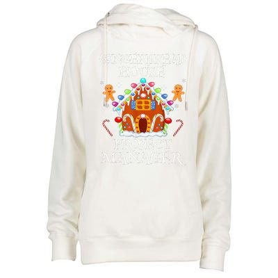 Gingerbread House Project manager Decorating Baking Xmas  Womens Funnel Neck Pullover Hood