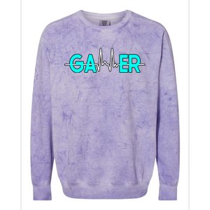 Gamer Heartbeat Play Video Games Cute Gift Colorblast Crewneck Sweatshirt