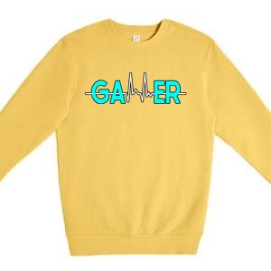 Gamer Heartbeat Play Video Games Cute Gift Premium Crewneck Sweatshirt