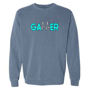 Gamer Heartbeat Play Video Games Cute Gift Garment-Dyed Sweatshirt