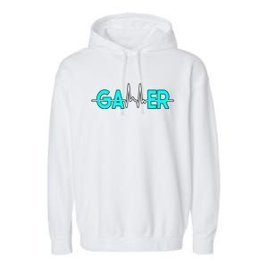 Gamer Heartbeat Play Video Games Cute Gift Garment-Dyed Fleece Hoodie