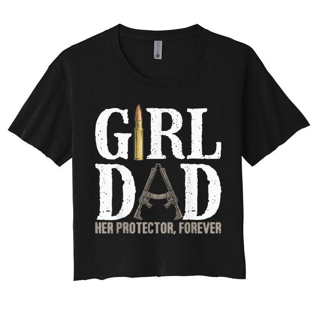 GirlDad Her Protector Forever Funny quote Crop Top