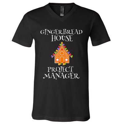 Gingerbread House Project manager Decorating Baking Xmas  V-Neck T-Shirt