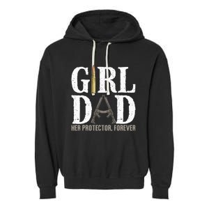 GirlDad Her Protector Forever Funny Father Garment-Dyed Fleece Hoodie