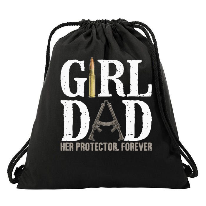 GirlDad Her Protector Forever Funny Father Drawstring Bag