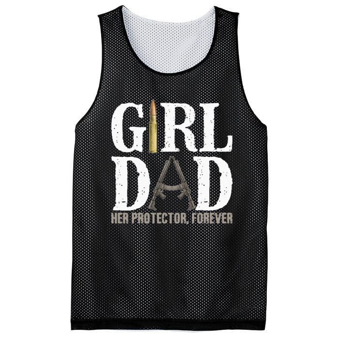 GirlDad Her Protector Forever Funny Father Mesh Reversible Basketball Jersey Tank