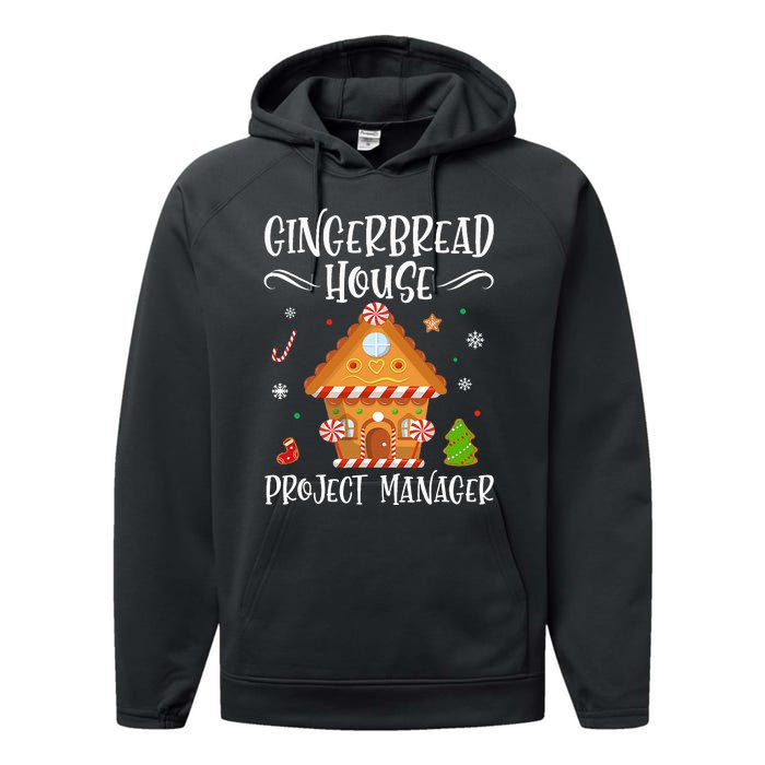 Gingerbread House Project Manager Baking Xmas Pajamas Performance Fleece Hoodie