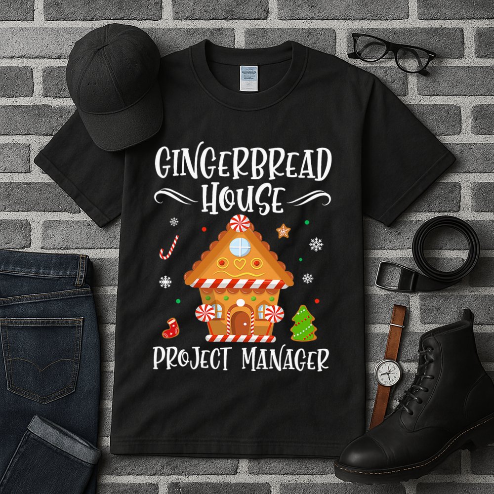 Gingerbread House Project Manager Baking Xmas Pajamas Tall T-Shirt
