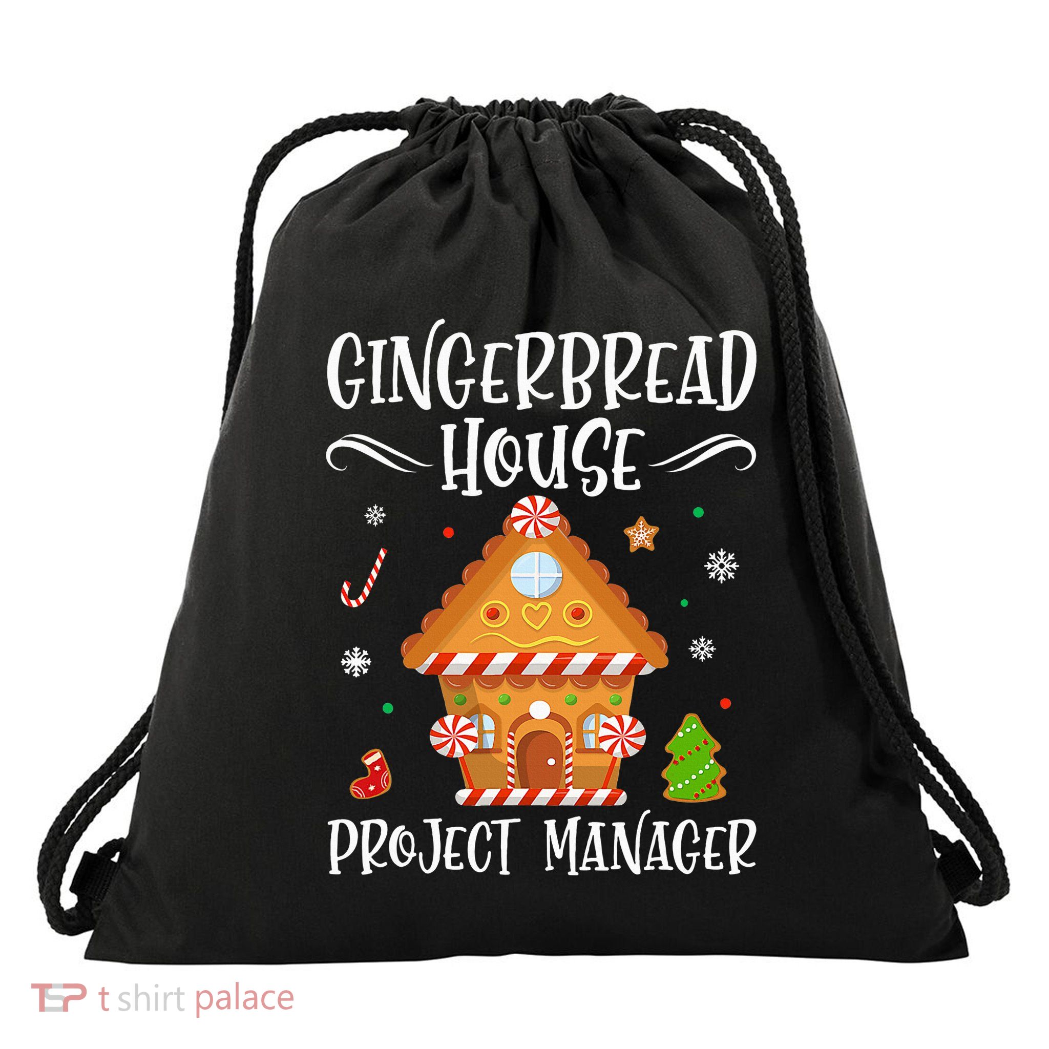 Gingerbread House Project Manager Baking Xmas Pajamas Drawstring Bag