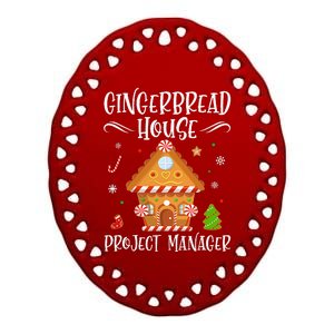 Gingerbread House Project Manager Baking Xmas Pajamas Ceramic Oval Ornament