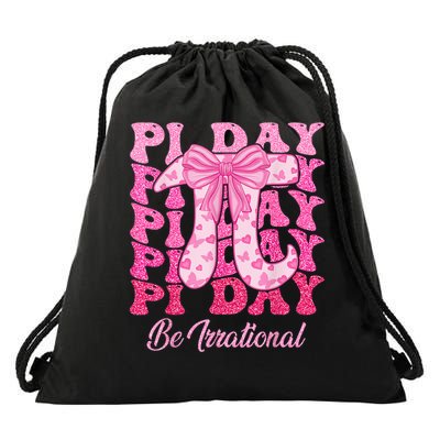 Groovy Happy Pi Day 3.14 Coquette Bow Math Teachers Students Drawstring Bag